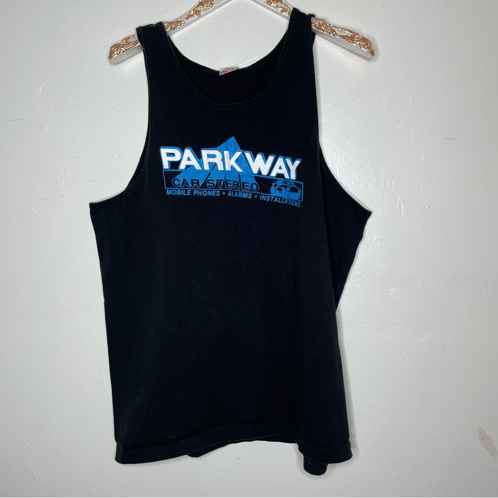 VINTAGE PARKWAY CAR CAR LOVERS BLACK BLUE TANK TOP SZ XL